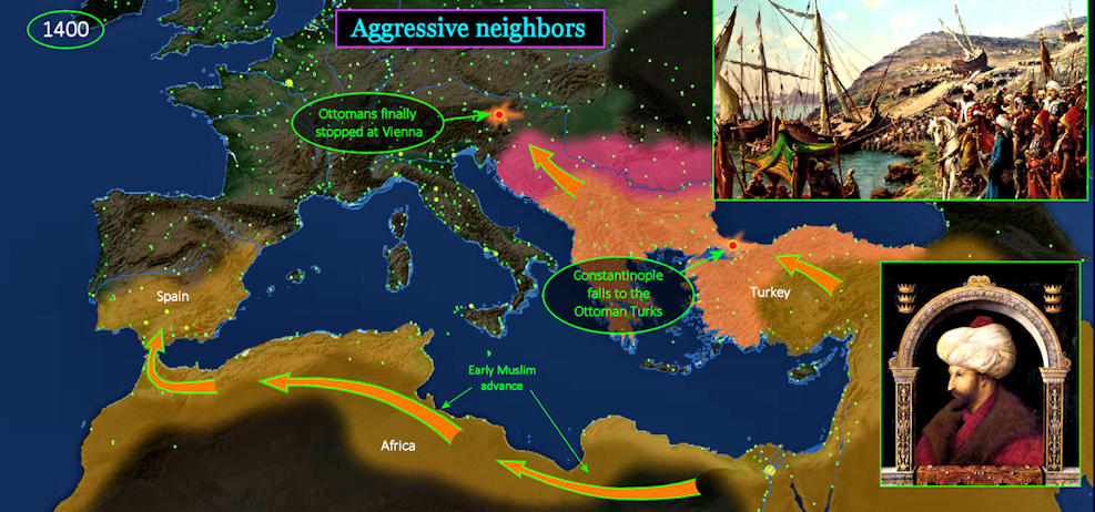 Muslim invasion, 1400s map